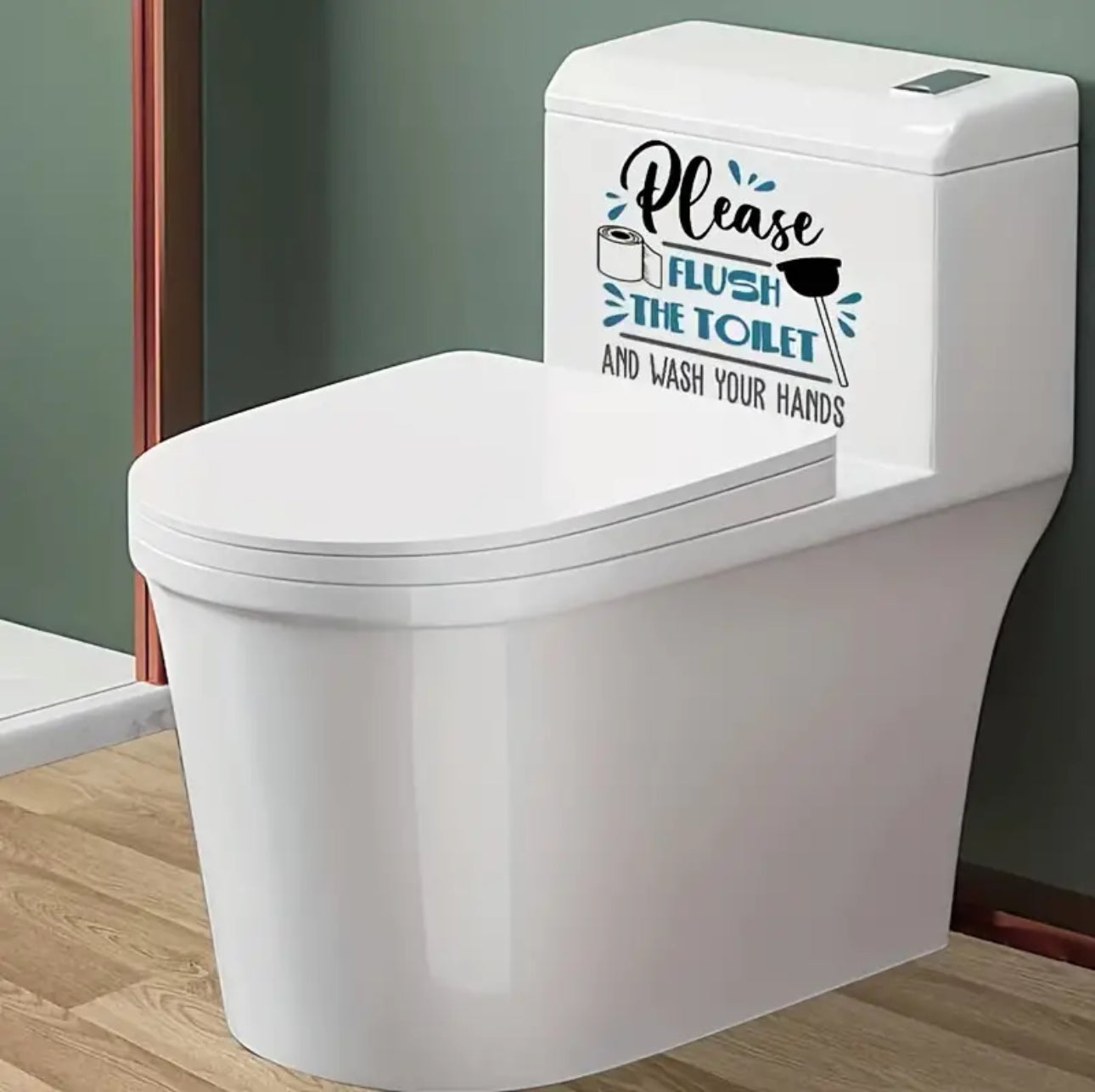 Funny Toilet Decal- Wash Your Hands and Flush