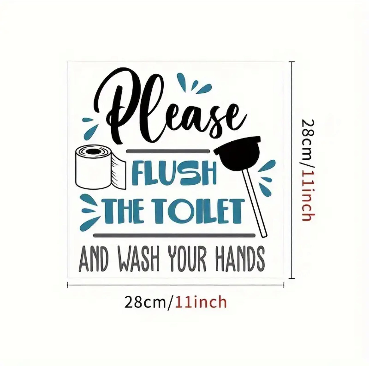 Funny Toilet Decal- Wash Your Hands and Flush
